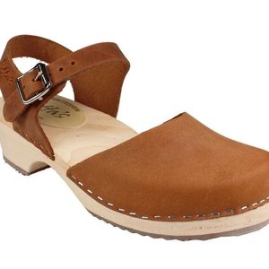 Lotta From Stockholm Low Wood Brown Clogs in Oiled Nubuck Leather Size 39